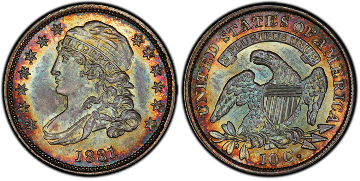 1831 Capped Bust Dime. JR-5. MS-68 (PCGS).
